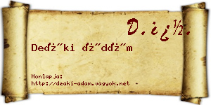 Deáki Ádám névjegykártya